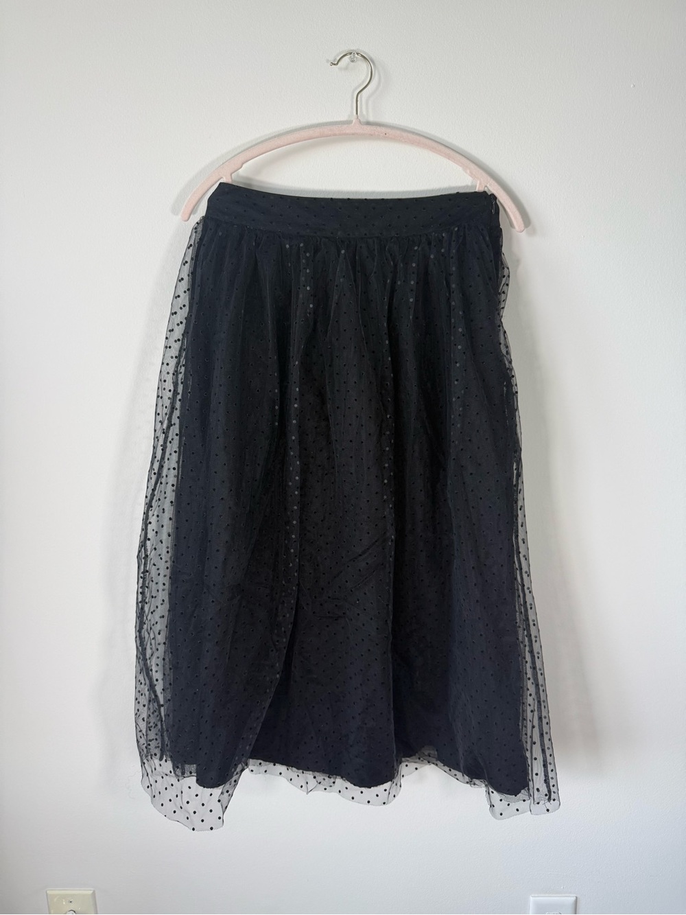 Loft black tulle midi skirt